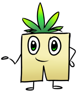 herbii Herbi Mascotte de Géochanvre toujours prêt à lutter contre le plastique