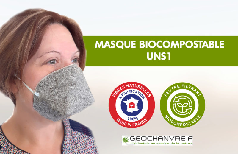 masque_Geochanvre_uns1 Masque Biocompostable UNS1 98% de filtration chanvre
